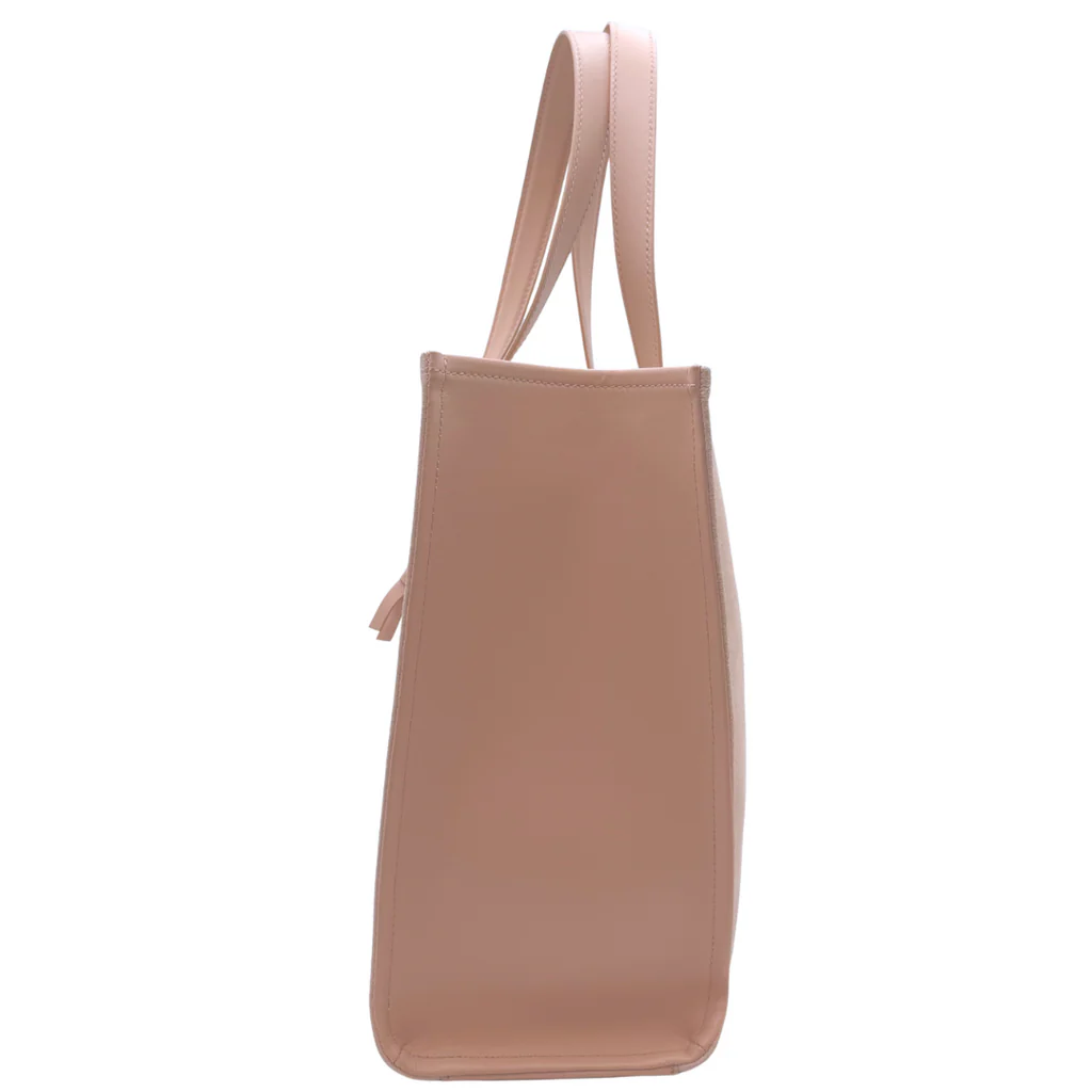 Balmain Pink Suede & Leather Logo Tote - Image 3