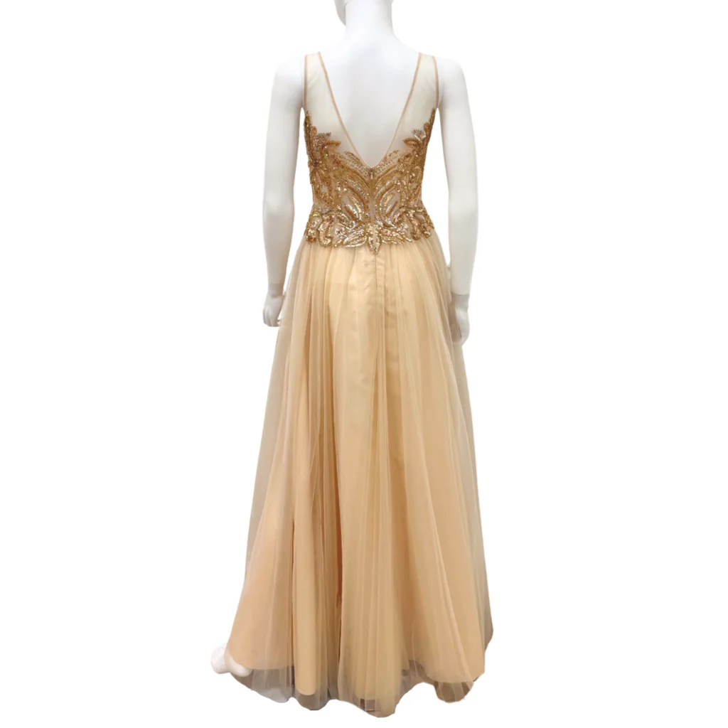 Basix Black Label Gold Sequin Tulle Dress, 2 (AS IS) - Image 3