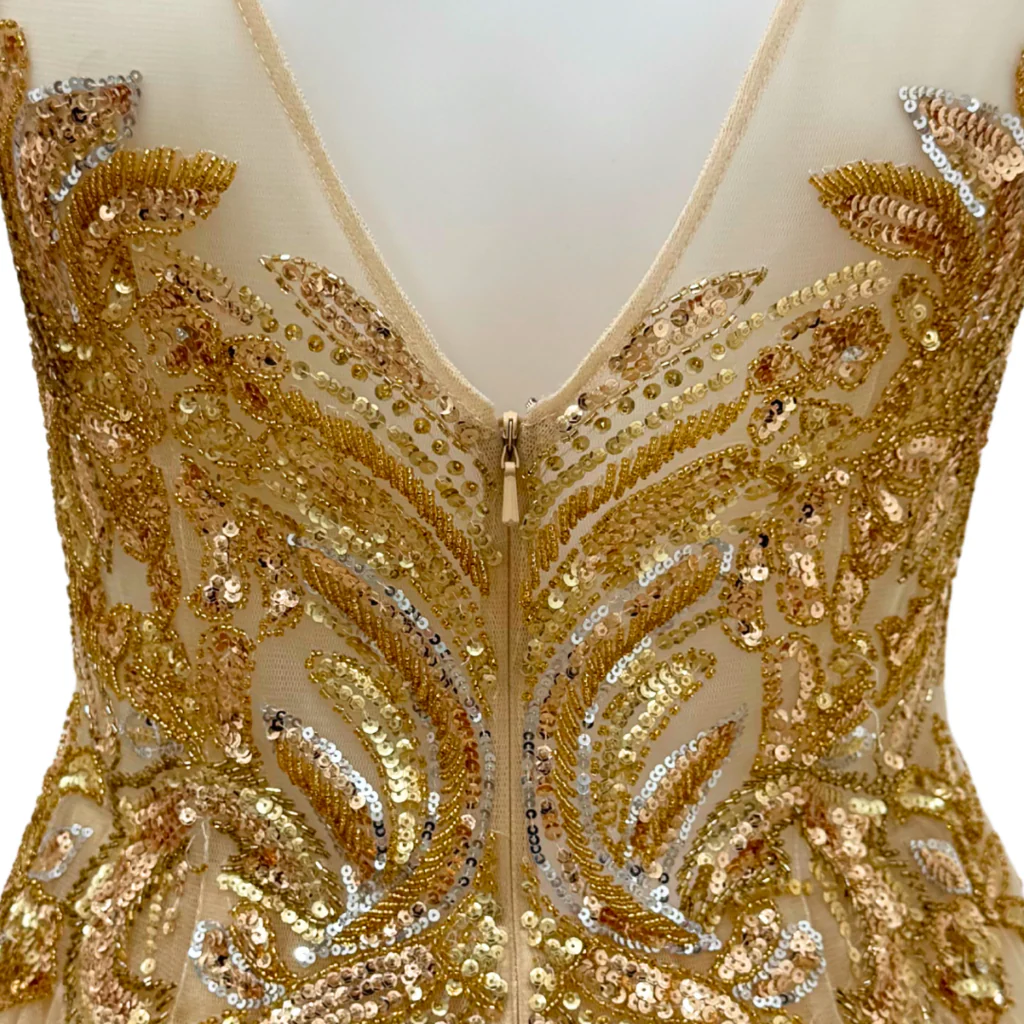 Basix Black Label Gold Sequin Tulle Dress, 2 (AS IS) - Image 4