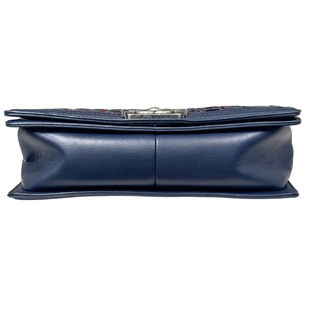 Chanel LeBoy Navy & Burgundy Woven Old Medium - Image 4