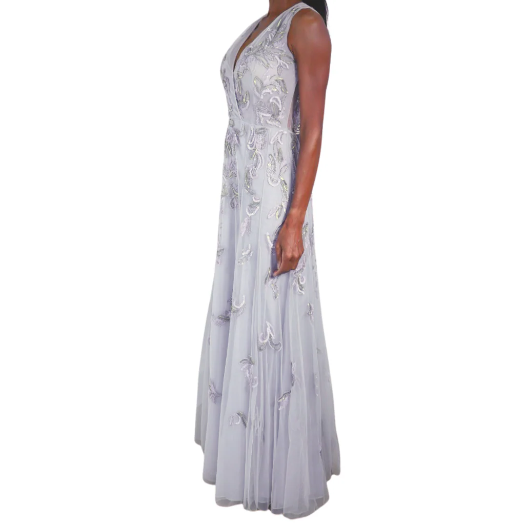 Dennis Basso Silver Mesh and Sequin Gown, 6 - Image 3