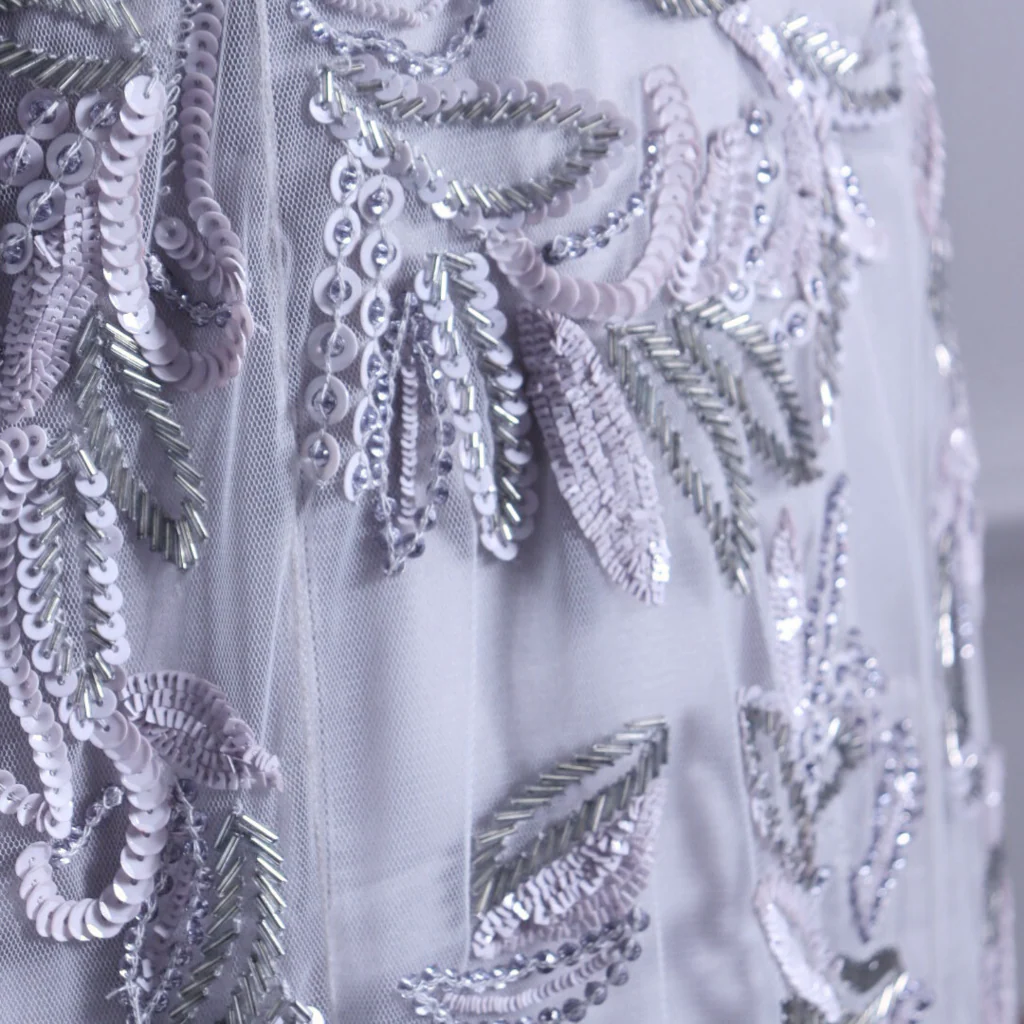 Dennis Basso Silver Mesh and Sequin Gown, 6 - Image 5