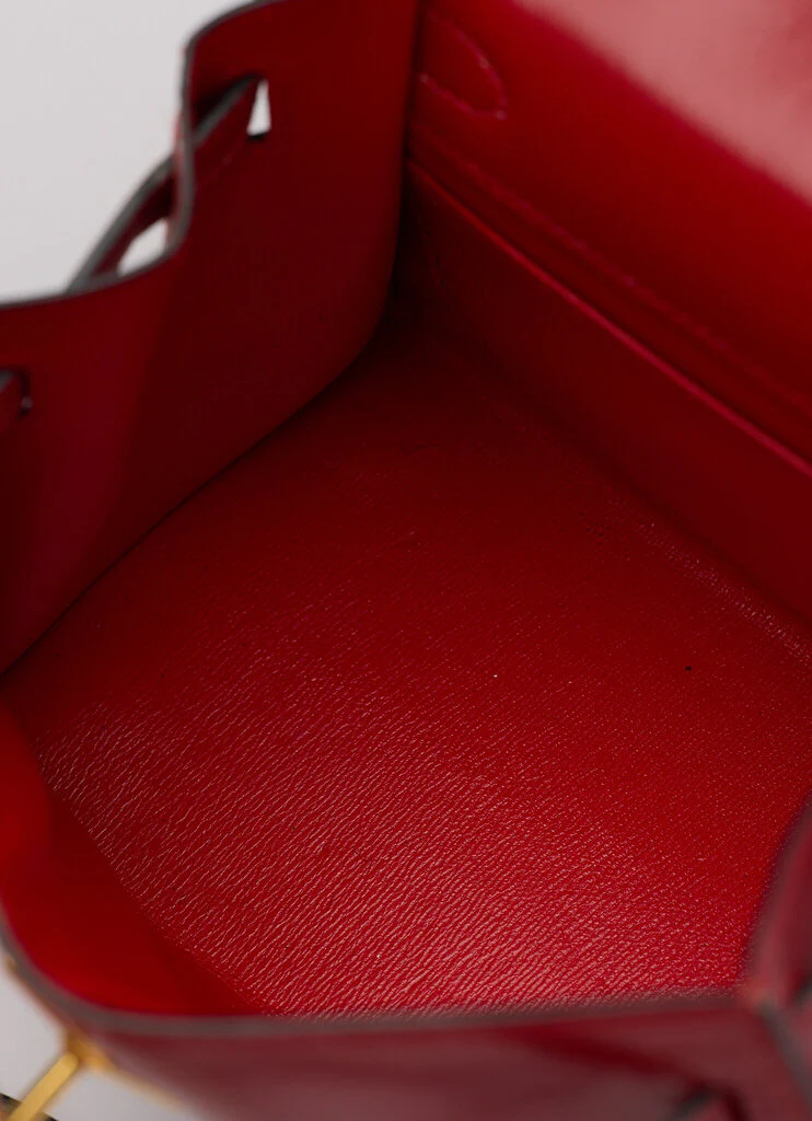 Hermès Kelly Red Box Calf Mini Gold HW (1989) - Image 6
