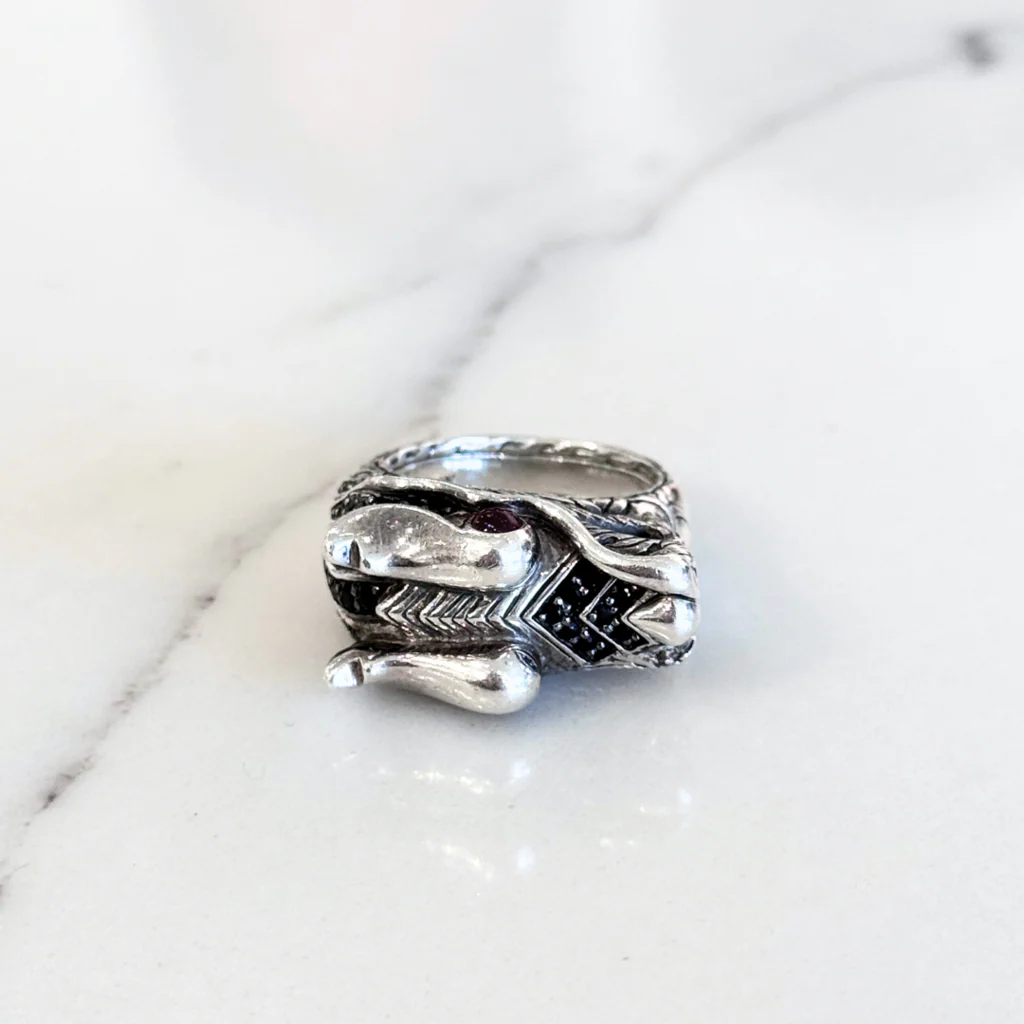 John Hardy Silver Dragon Head Men's Ring - Image 3