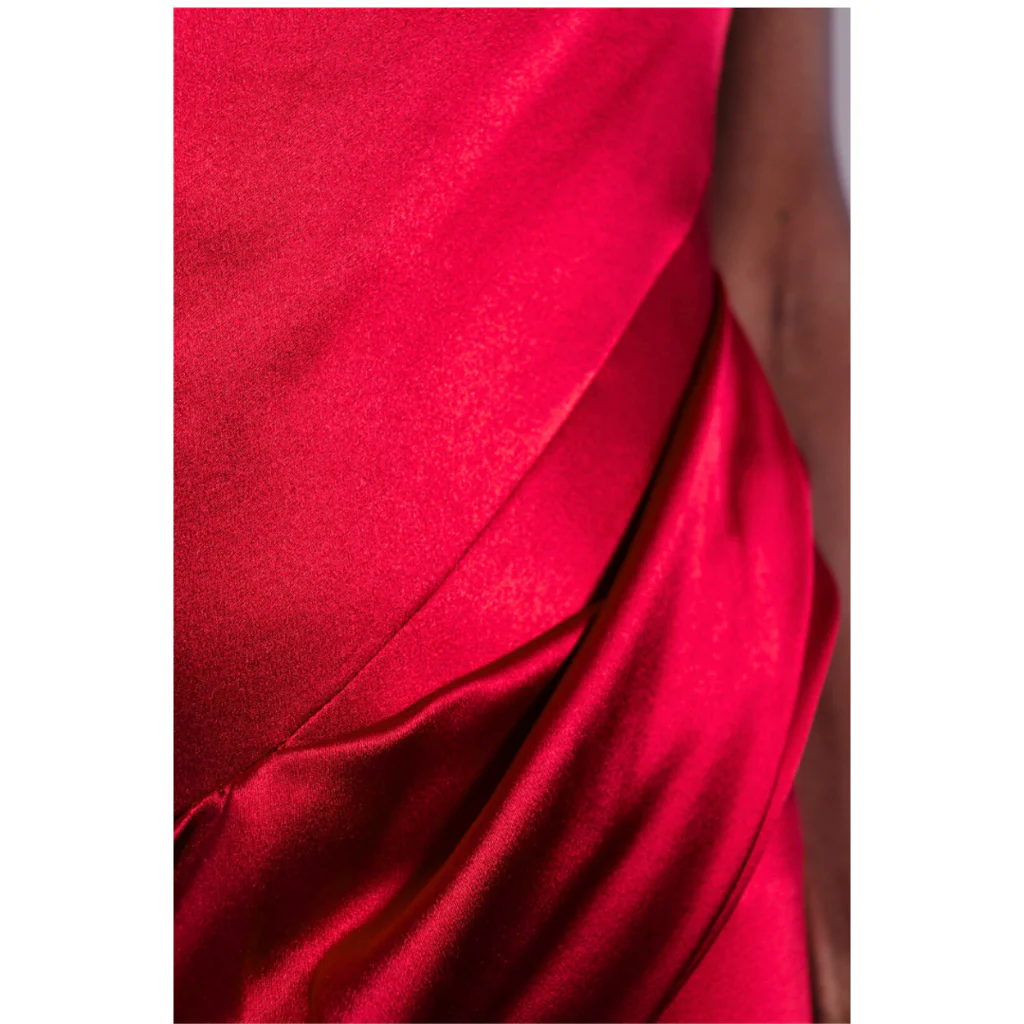 Oscar de la Renta Red Draped One Shoulder Gown, 0 (AS IS) - Image 5