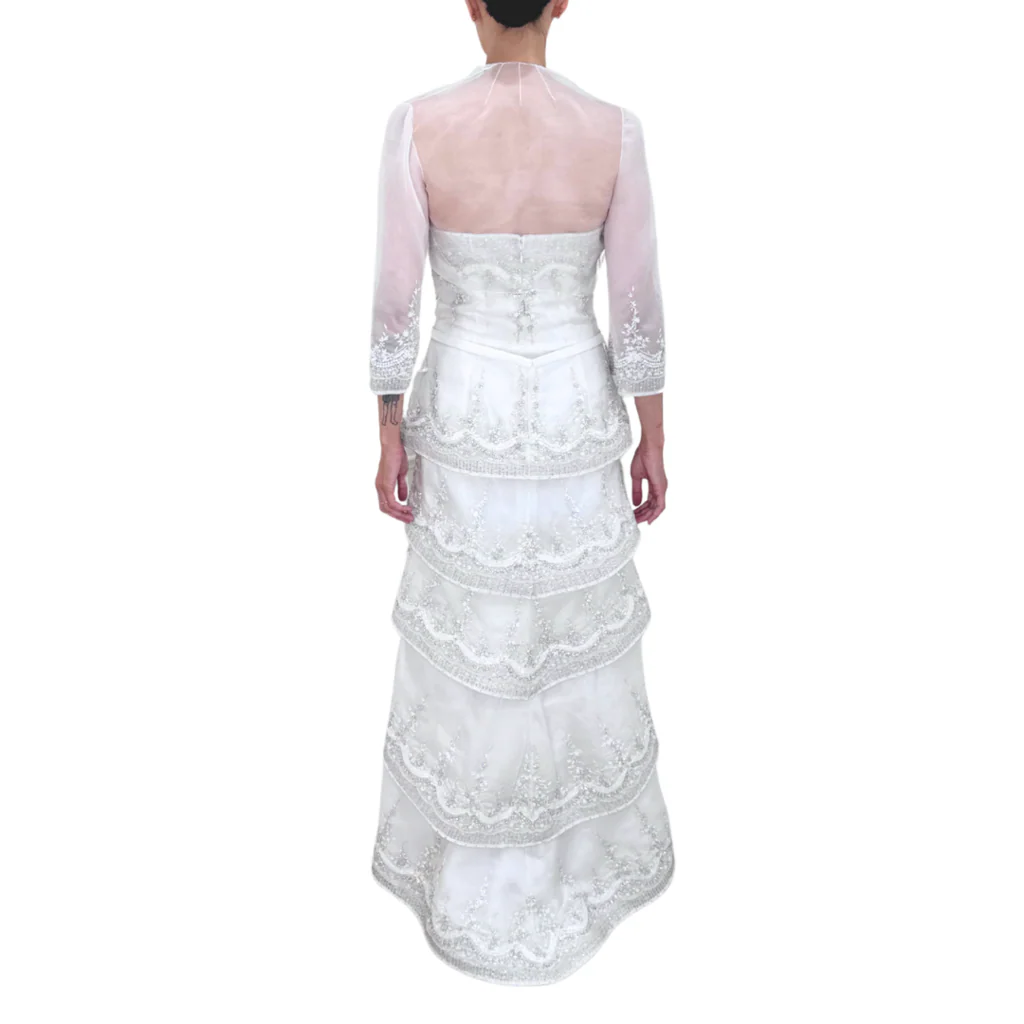 Randi R Rahm White Crystal Beaded Wedding Gown - Image 4