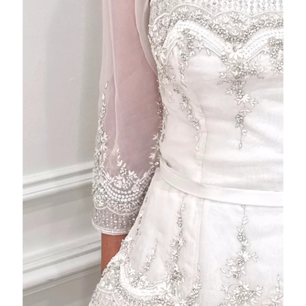 Randi R Rahm White Crystal Beaded Wedding Gown - Image 5
