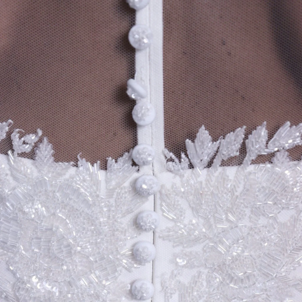 Reem Acra Cream Beaded Long Dress, 6 - Image 5