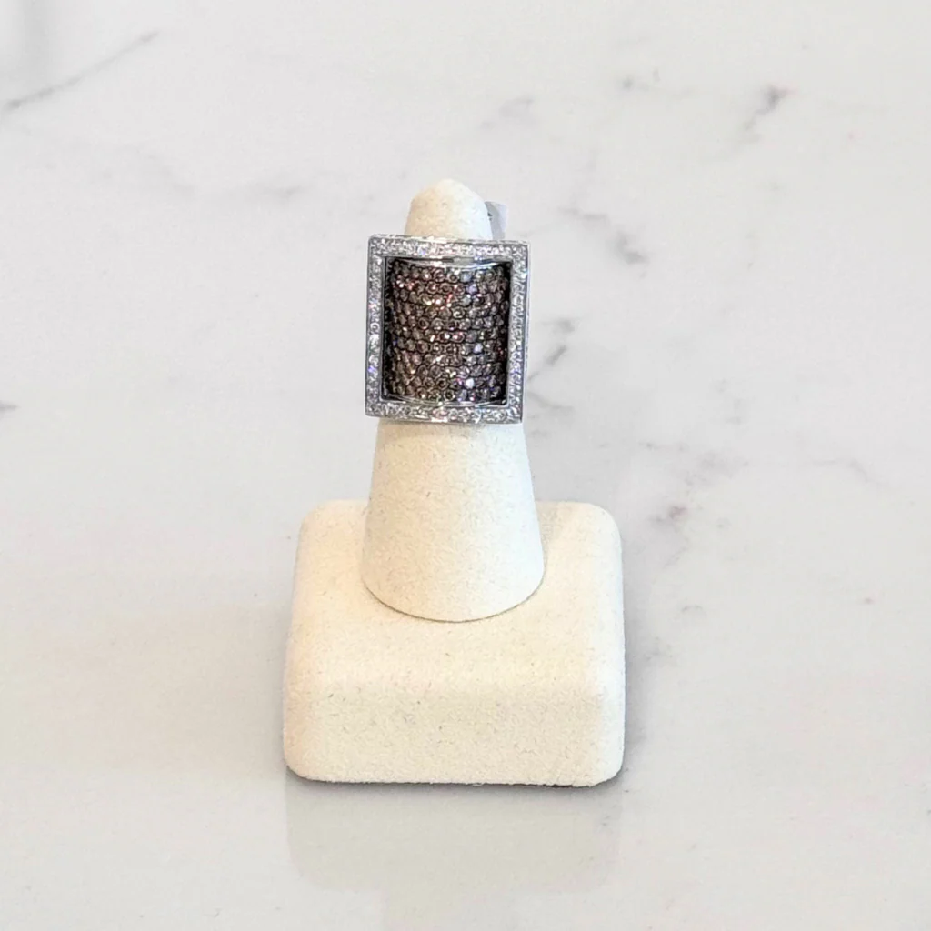 Square Cognac 18K Diamond Ring - Image 3