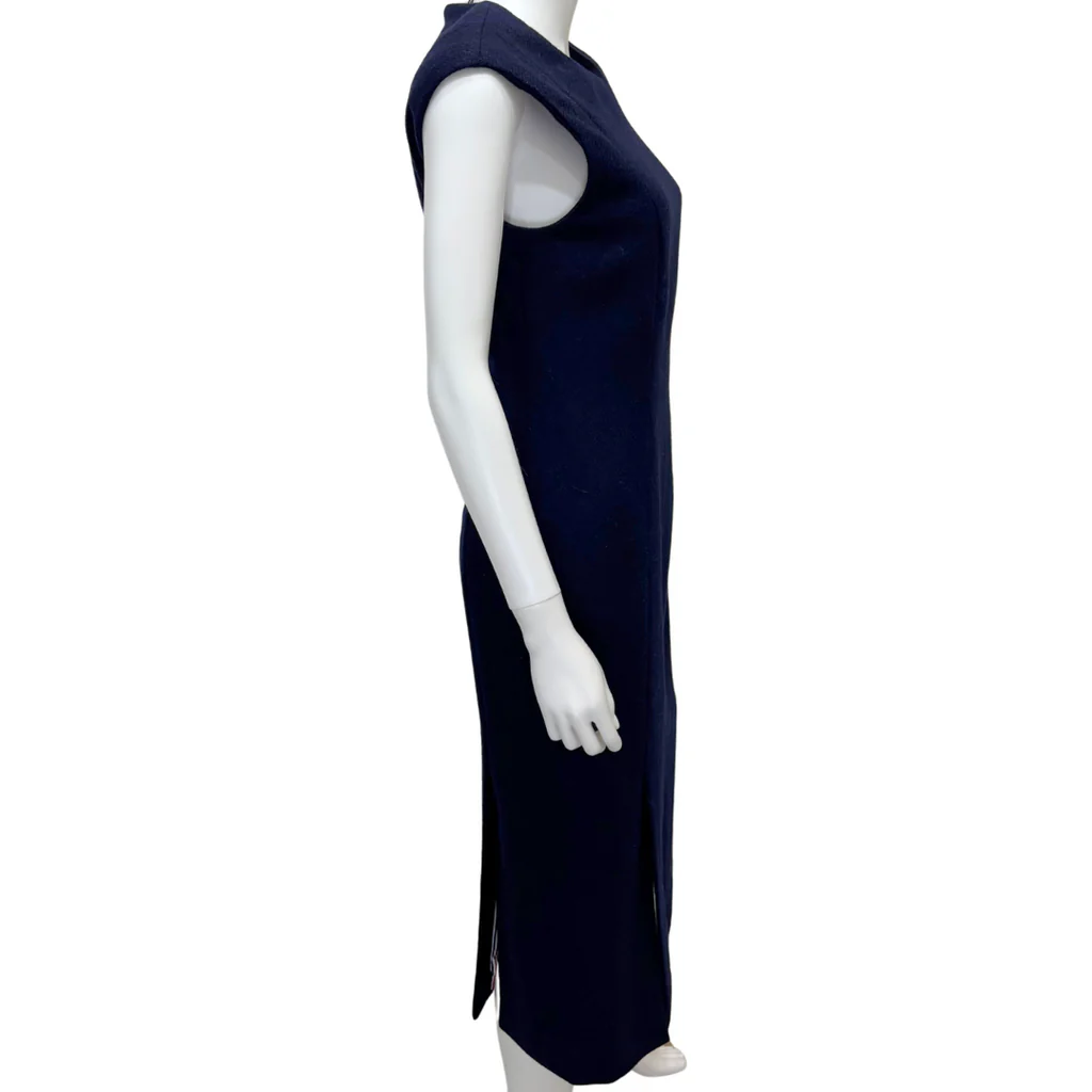 Thom Browne Calf Length Navy Wool Dress, 46 (NWT) - Image 3