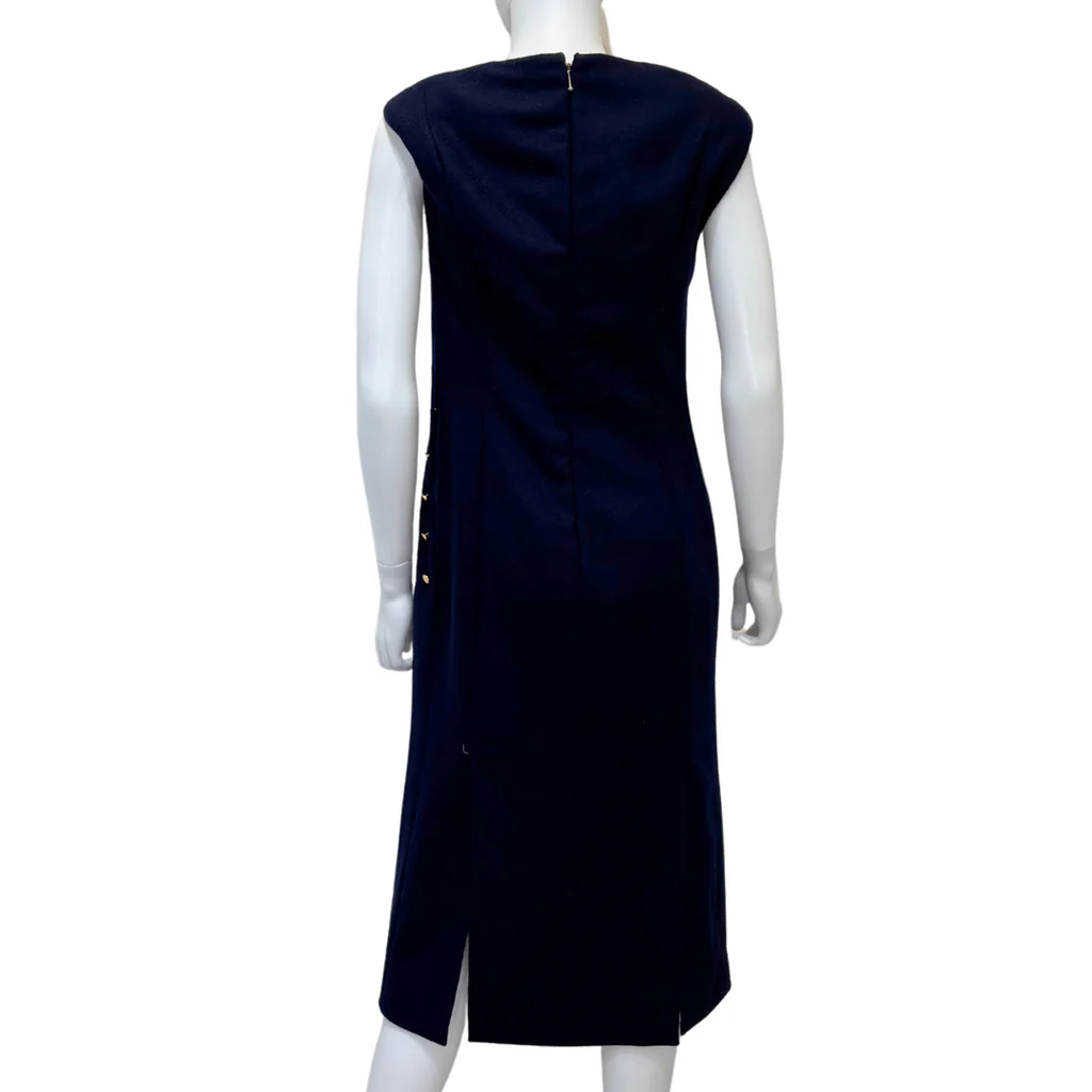 Thom Browne Calf Length Navy Wool Dress, 46 (NWT) - Image 4